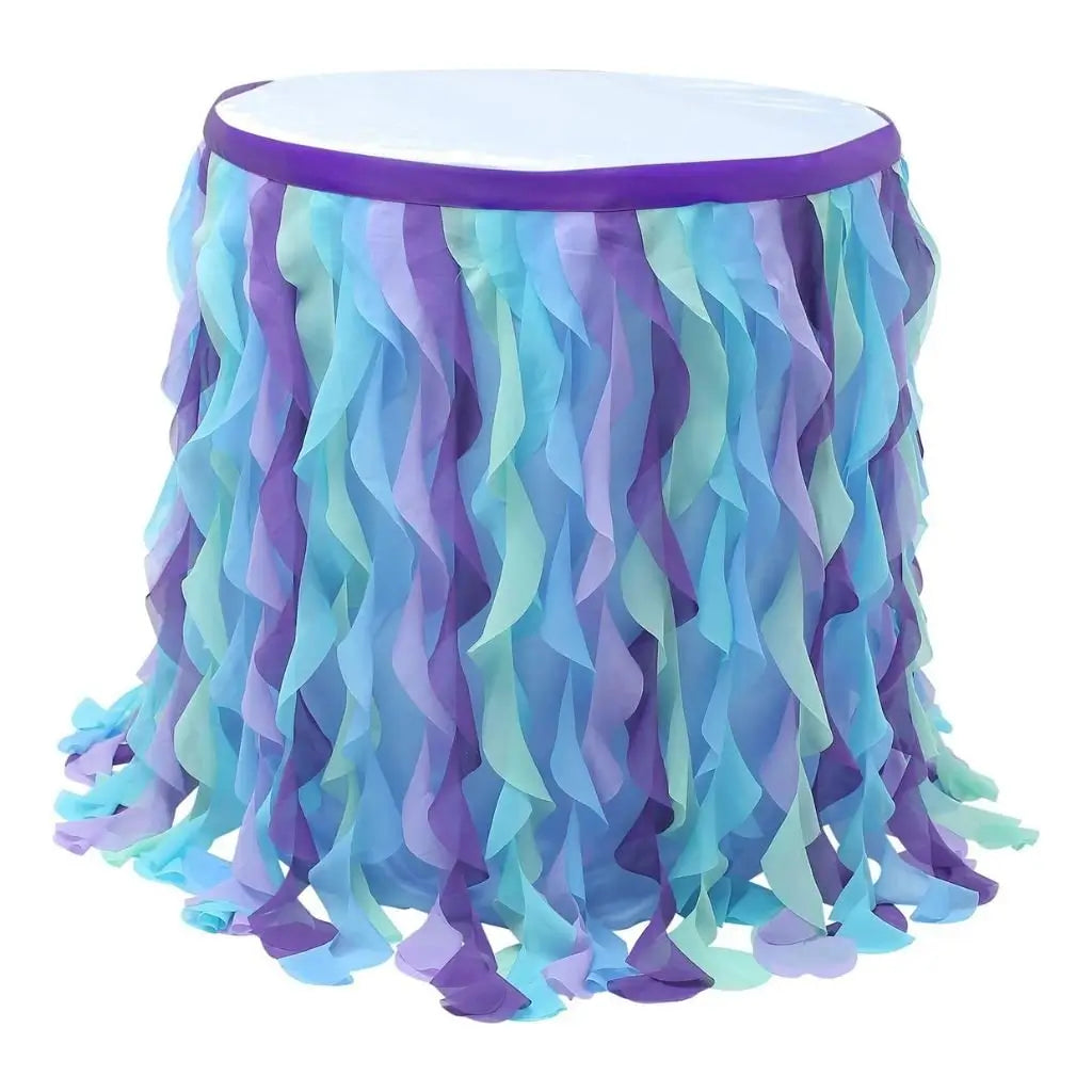 Mermaid Themed Curly willow Fabric Table Skirt