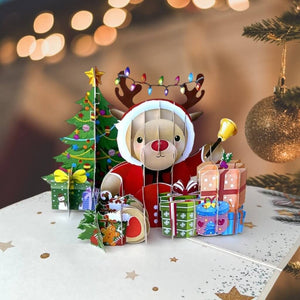 Crumpy Rudolph The Red Nosed Reindeer 3D Pop Up Christmas Card