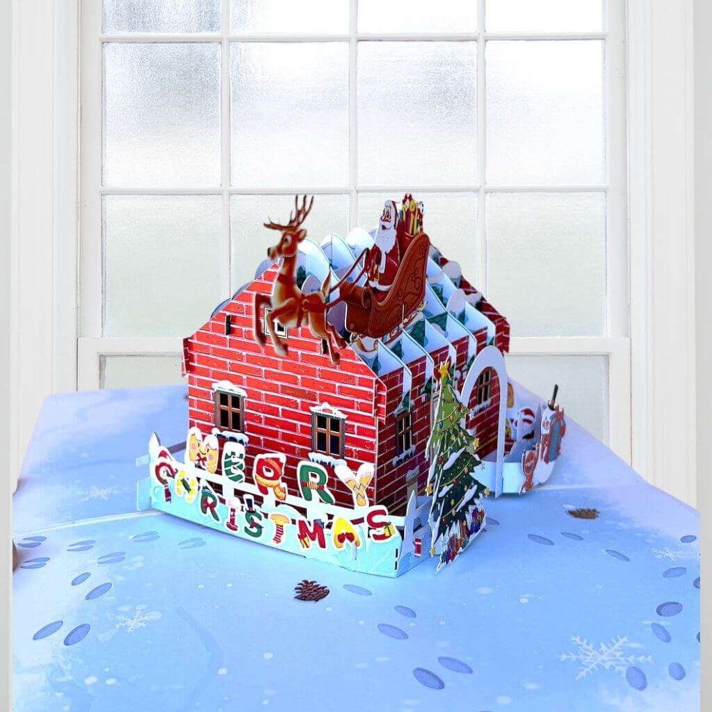 Merry Christmas House 3D Pop Up Greeting Card
