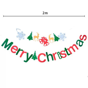 Reusable Merry Christmas banner with snowflakes and Christmas tree designs