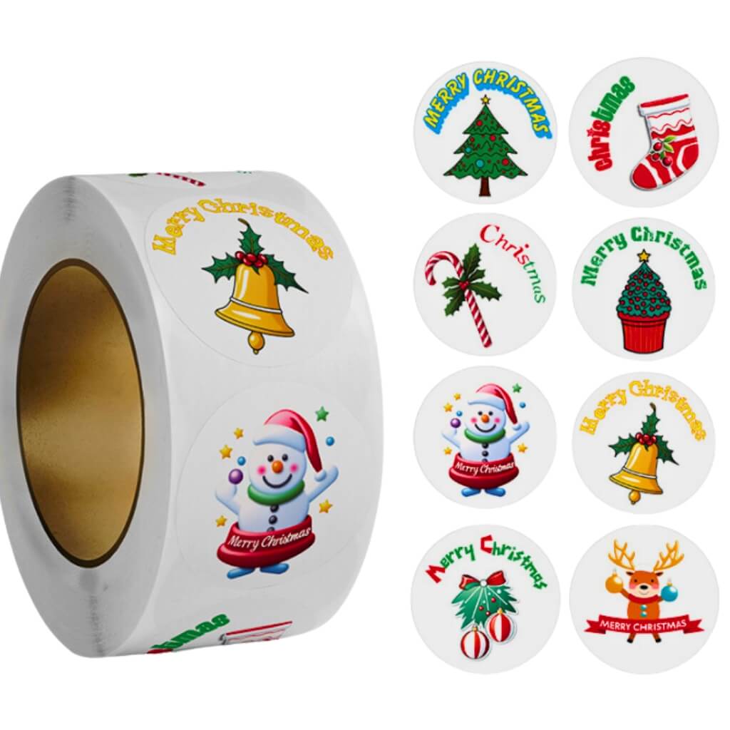 2.5cm Christmas Reindeer Paper Round Stickers 50pk