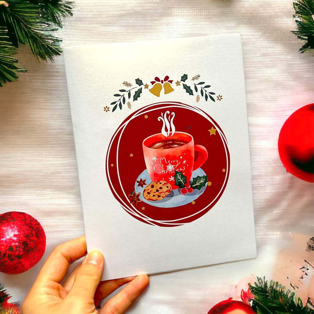 Santa Having a Cuppa 3d Christmas Pop up greeting Card