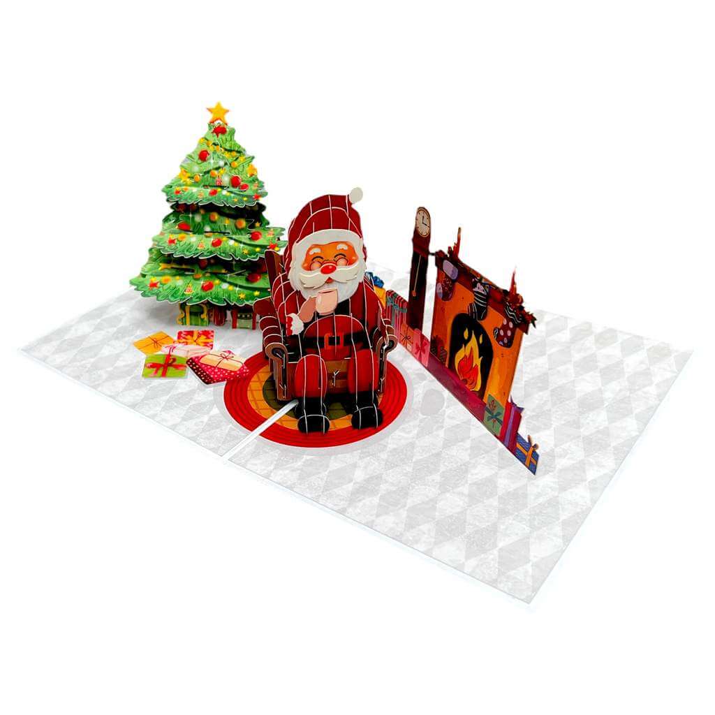 Santa Having a Cuppa 3d Christmas Pop up greeting Card