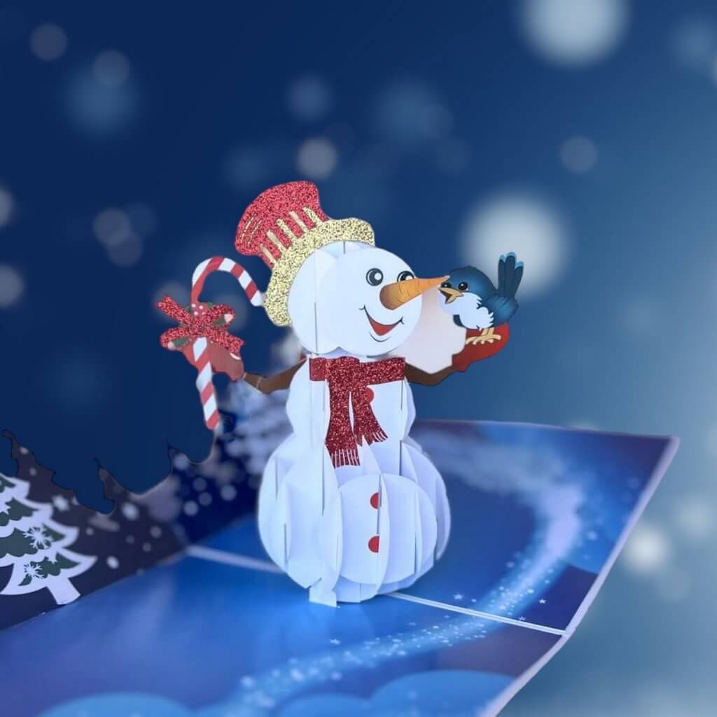 Handmade Christmas Snowman 3D Pop Up Greeting Card