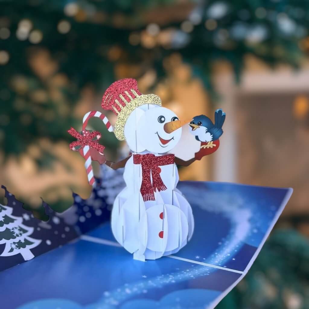 Handmade Christmas Snowman 3D Pop Up Greeting Card