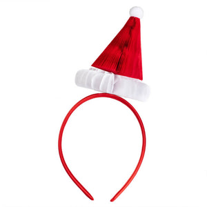 Merry Little Christmas honeycomb Santa hat headband in red festive Christmas accessory.