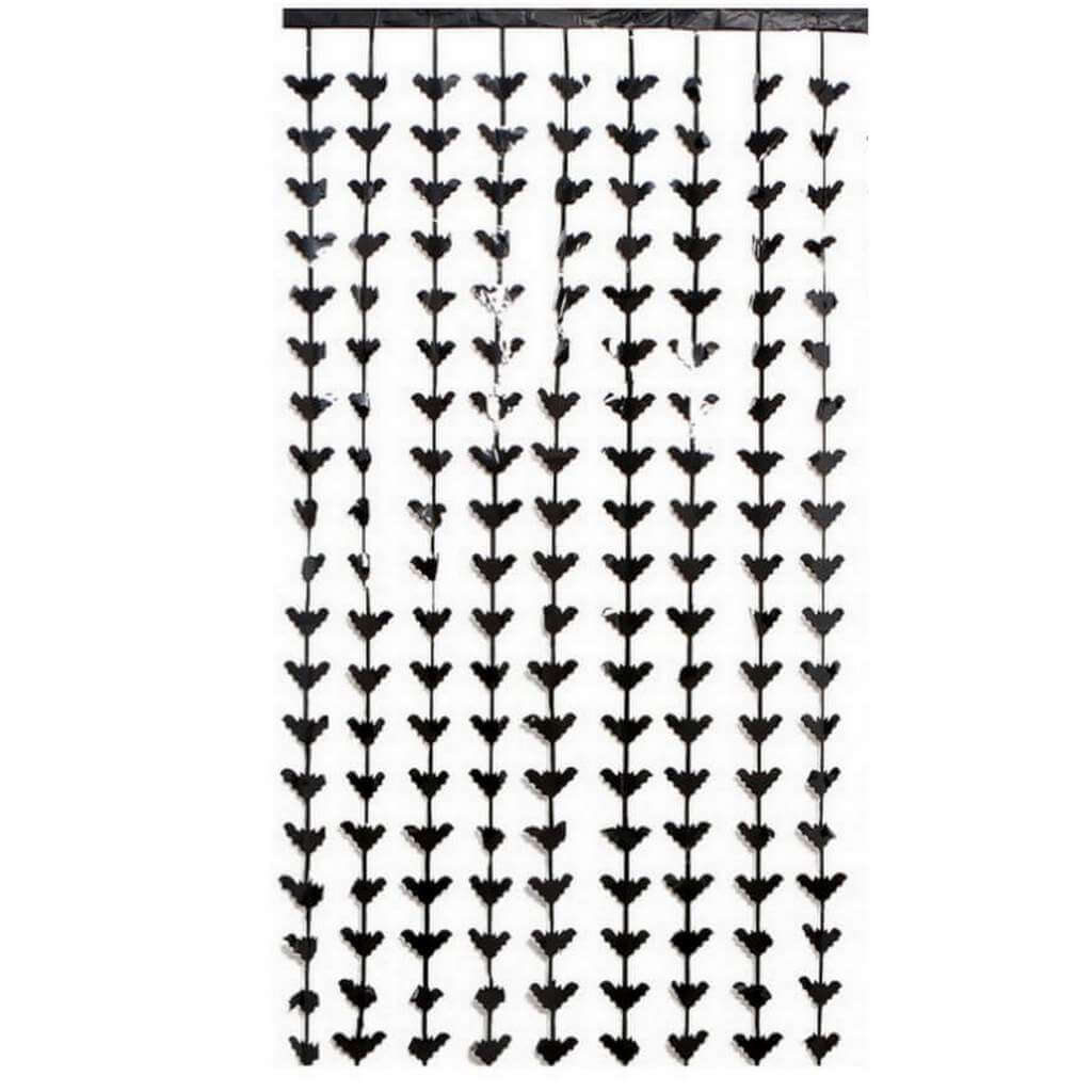 Black Halloween Bat Foil Fringe Rain Curtain