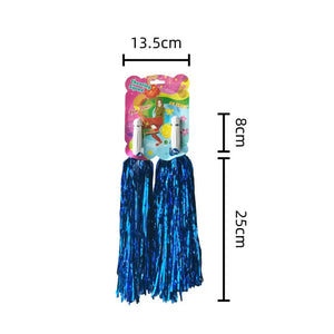 Pack of 2 Metallic Blue Cheerleader Pom Poms