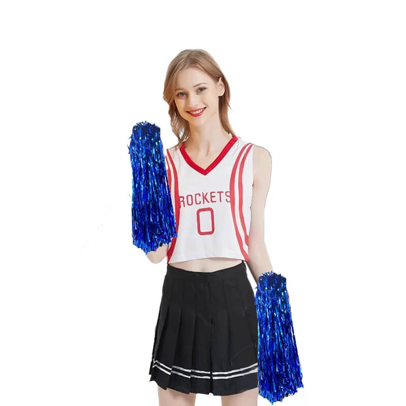 Pack of 2 Metallic Blue Cheerleader Pom Poms