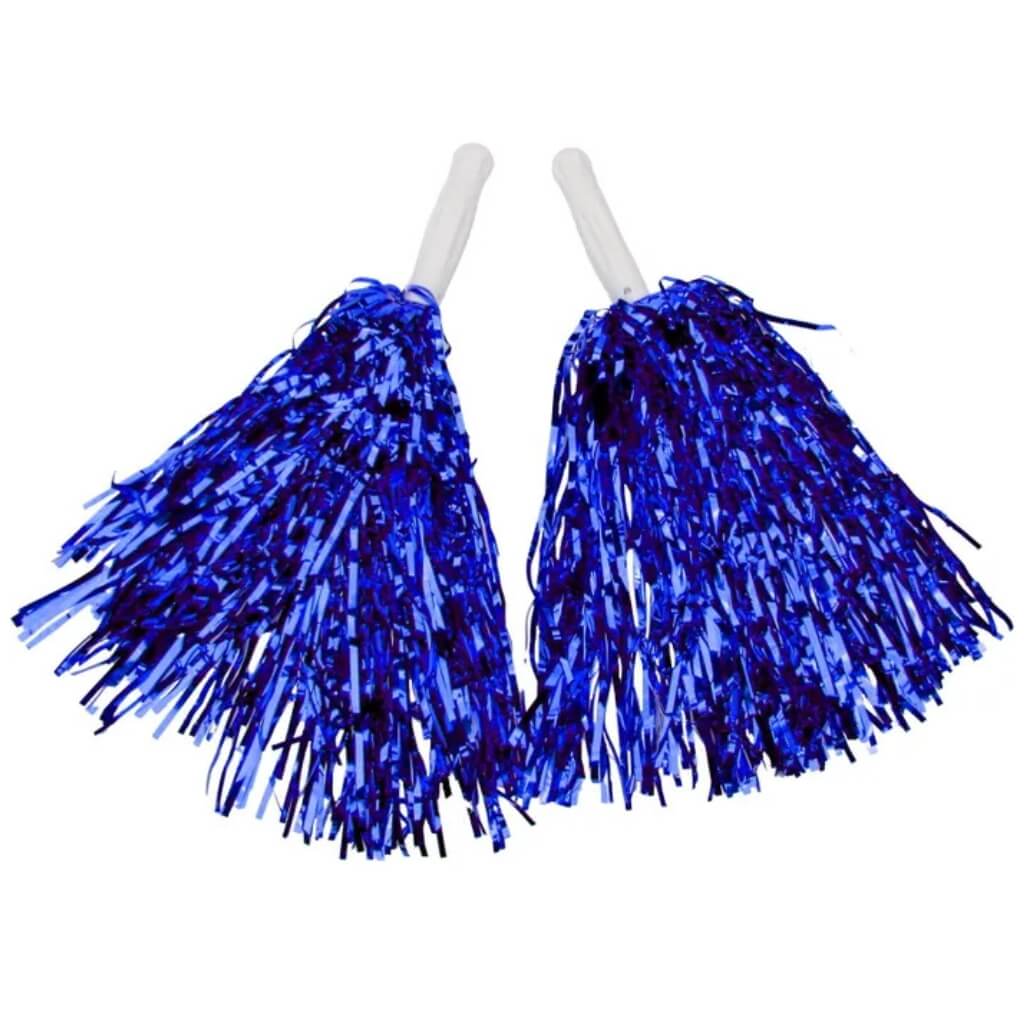 Pack of 2 Metallic Blue Cheerleader Pom Poms