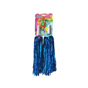 Pack of 2 Metallic Blue Cheerleader Pom Poms