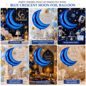 Blue Crescent Moon Shaped Foil Balloon Party decoration ideas