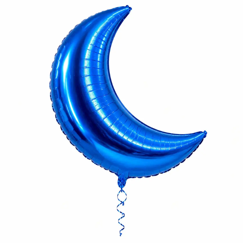 Blue Crescent Moon Shaped Foil Balloon - 2 Sizes