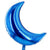 Blue Crescent Moon Shaped Foil Balloon - 2 Sizes