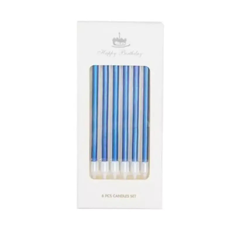 Metallic Blue Taper Candle 6 Pack