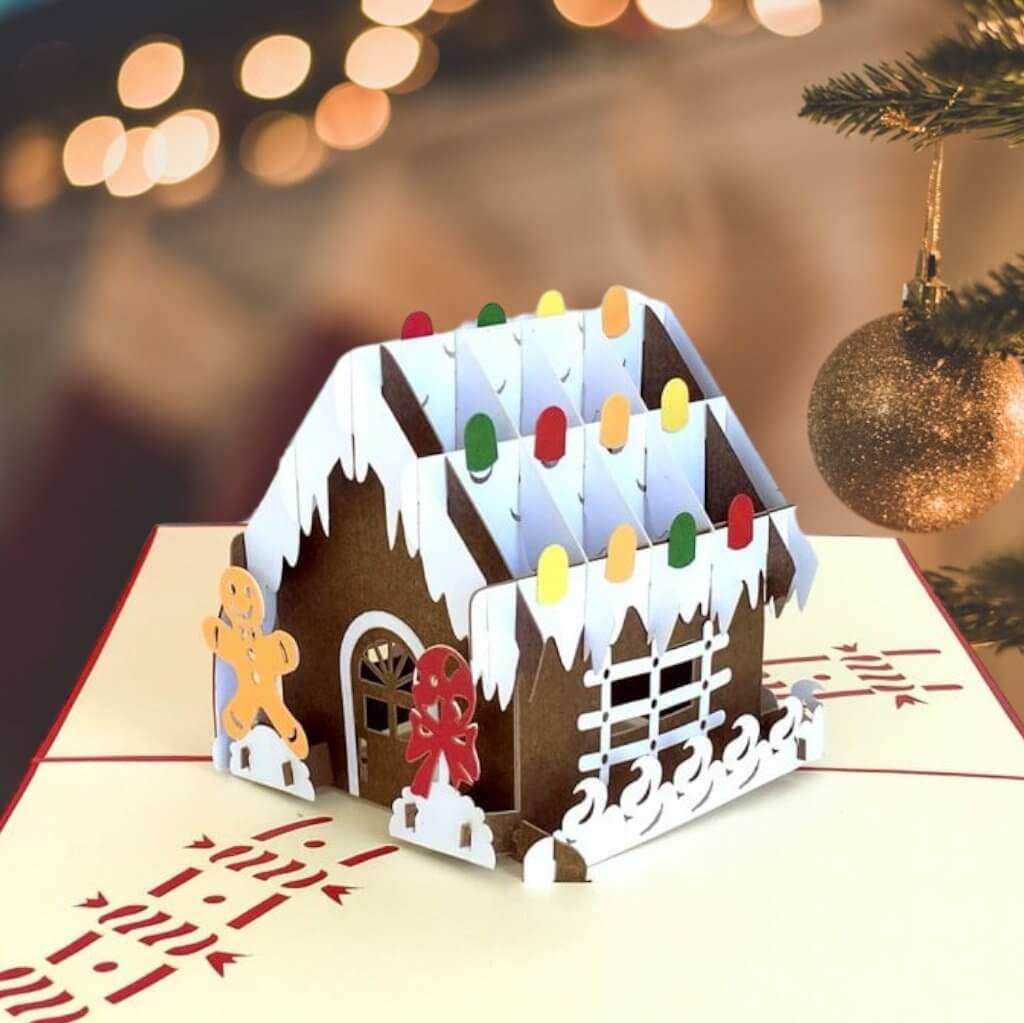 Handmade Christmas Gingerbread House Pop Up Greeting Card - 3D Xmas Cards