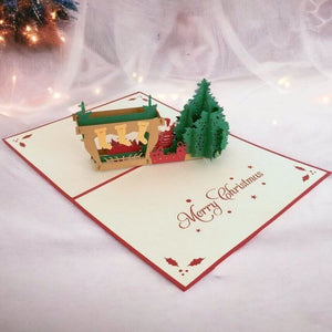Handmade Santa Claus with Fireplace on Christmas Eve Pop Up Card - Pop Up Christmas Cards