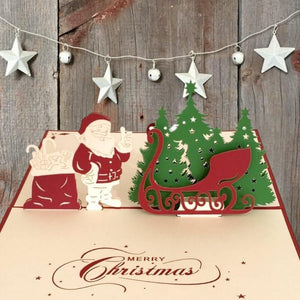 Handmade Santa Sleigh Xmas Present Sack Pop Up Card