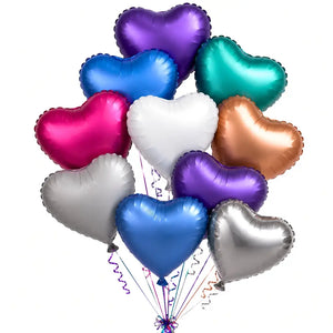 Chrome metallic heart balloons pack