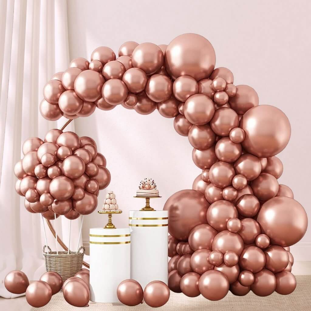 Metallic Chrome Rose Gold Latex Balloon Garland DIY Kit 129pcs