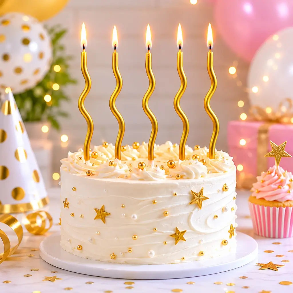 Metallic gold curved birthday candles