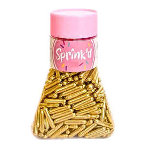 Shimmering 2cm long gold rod edible decorations for baking