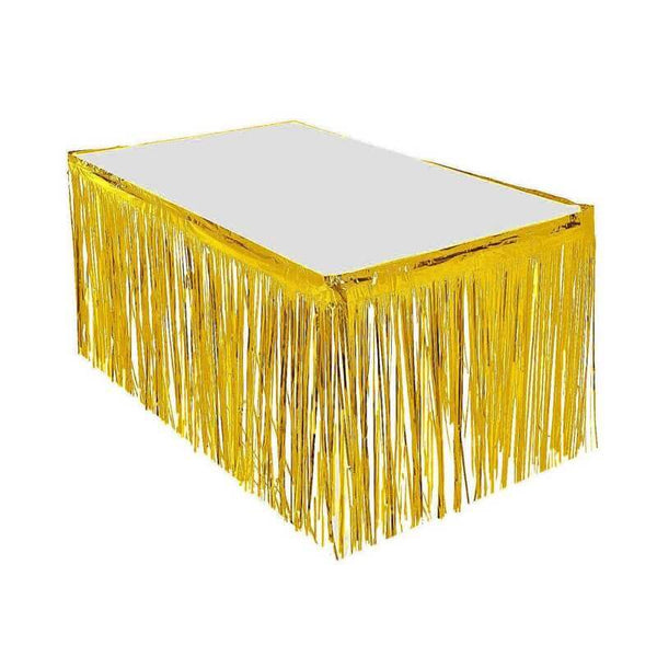 Metallic shop table skirt