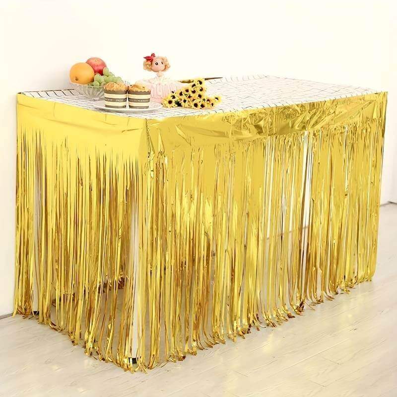 Metallic Gold Foil Fringe Table Skirt