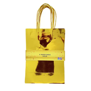 Metallic Gold Foil Paper Gift Bags 4pk