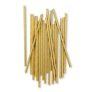 Metallic Gold Foil Paper Party Straws 20 Pack