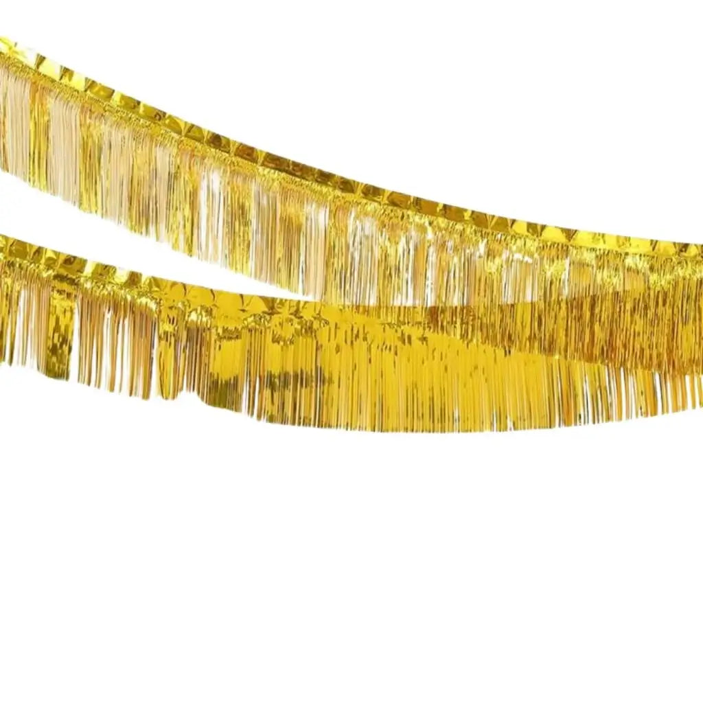 Metallic Gold Tinsel Fringe Banner 3m