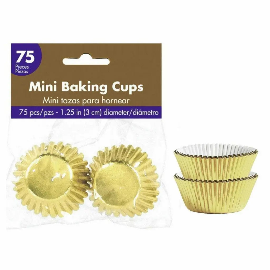 Mini Cupcake Baking Cups 75pk - Metallic Gold Foil