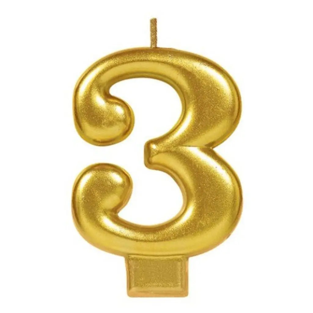 Metallic Gold Number 3 Candle