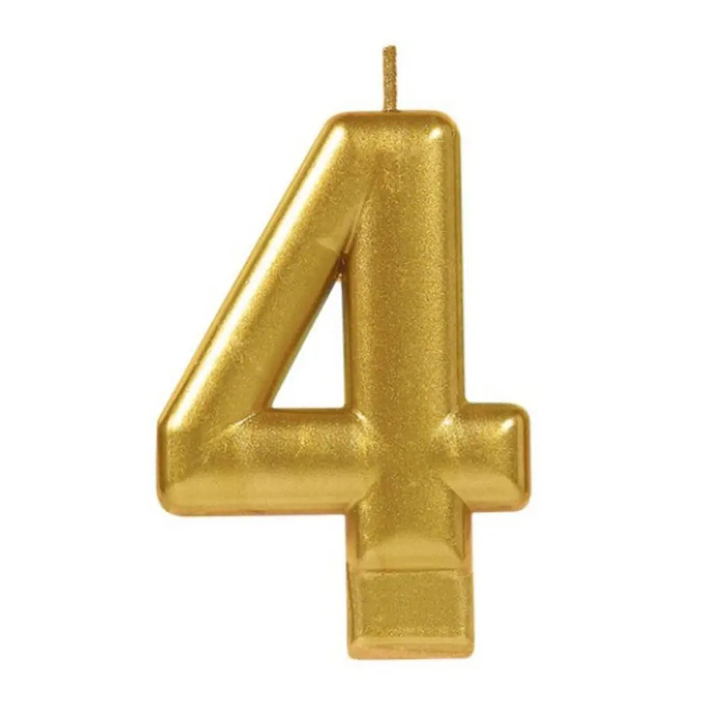 Metallic Gold Number 4 Candle