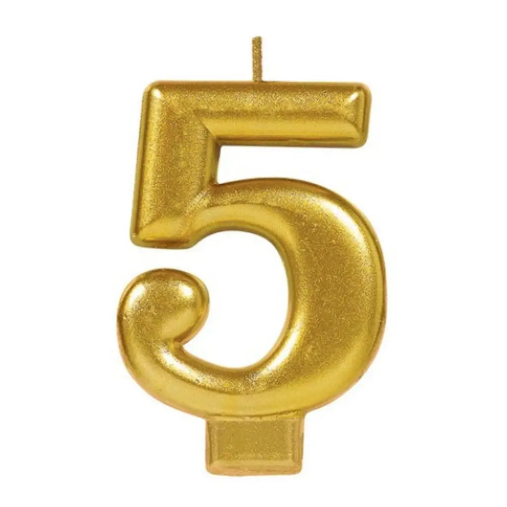 Metallic Gold Number 5 Candle
