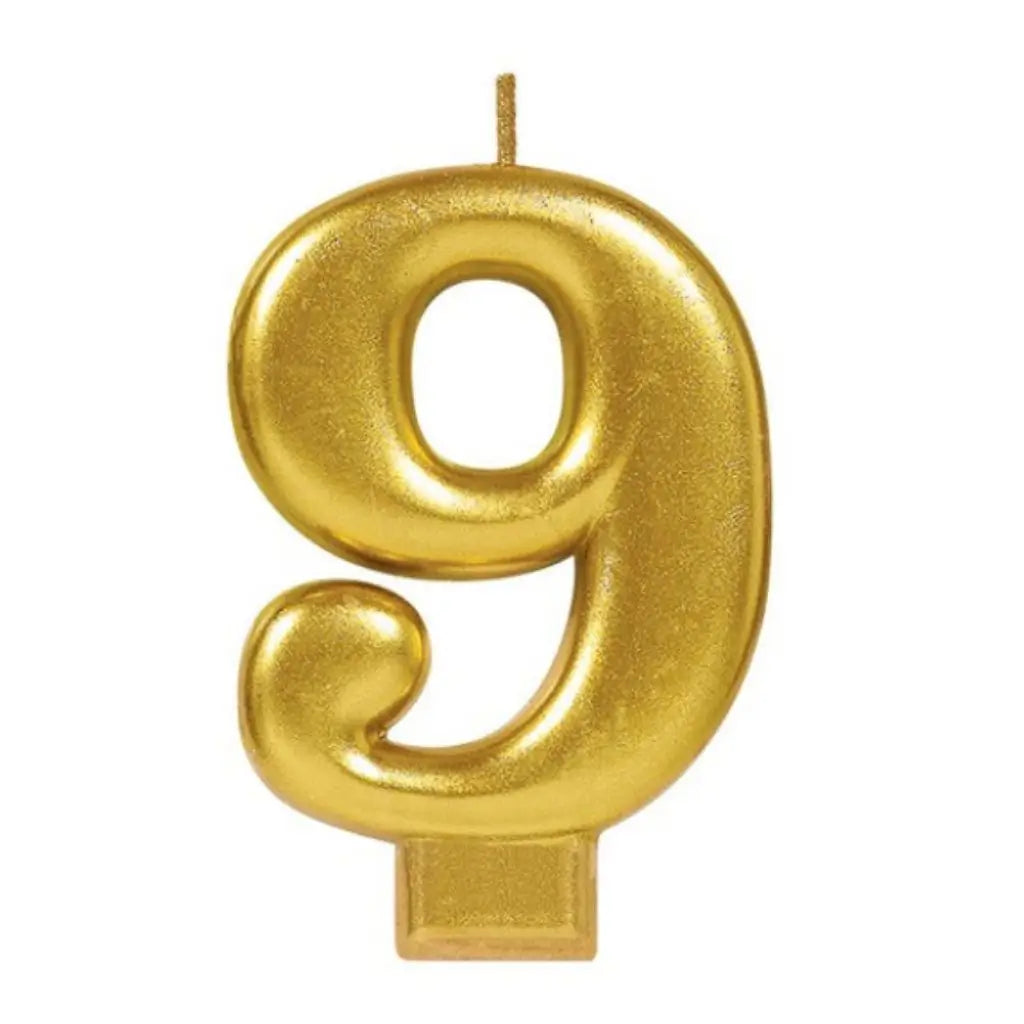 Metallic Gold Number 9 Candle
