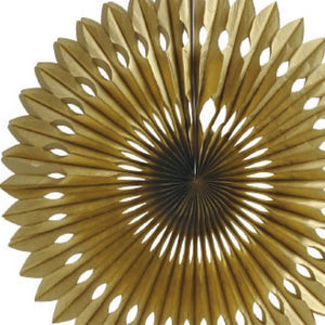 40cm Metallic Gold Paper Decorative Party Fan 1 Pack
