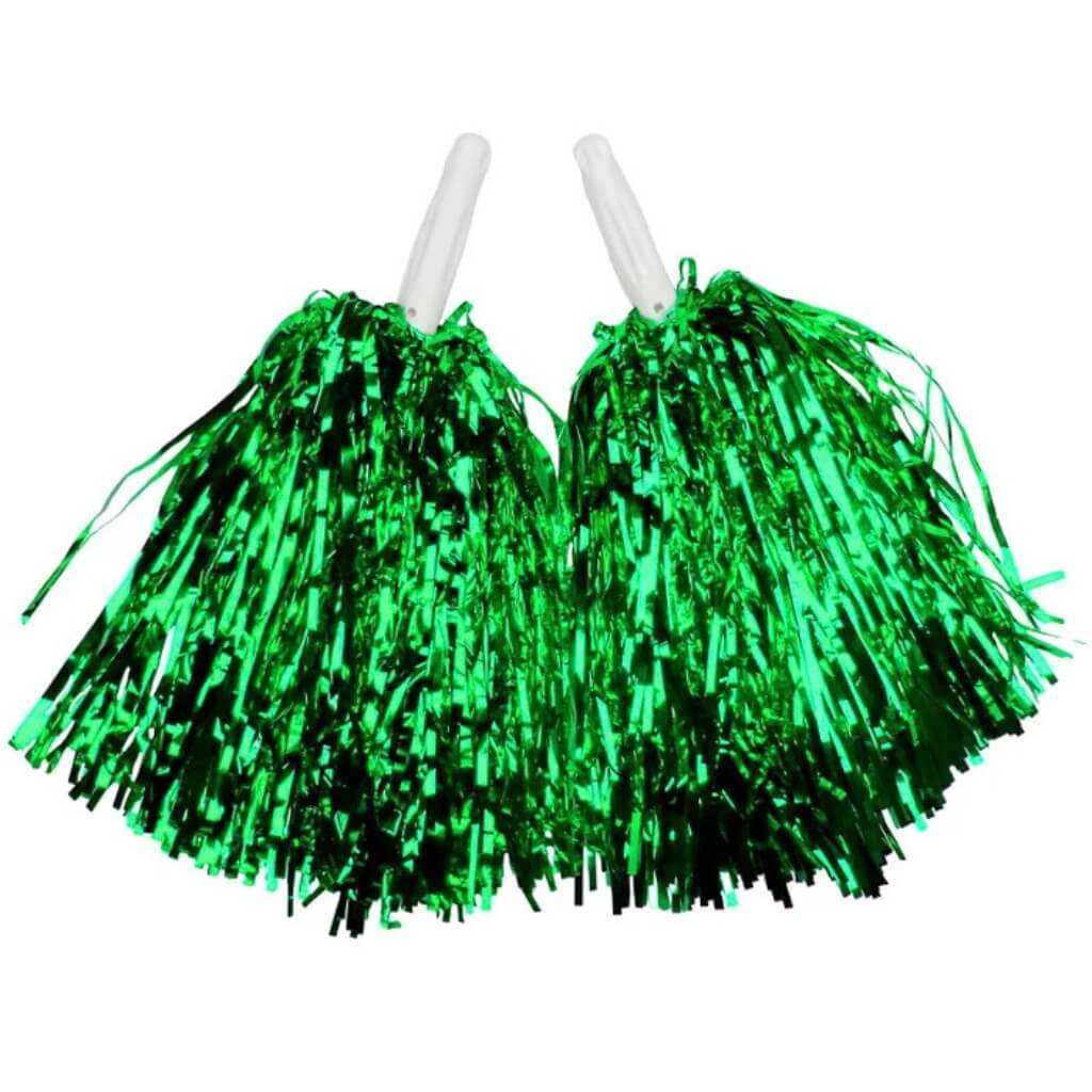 Metallic Green Cheerleader Pom Poms 2pk