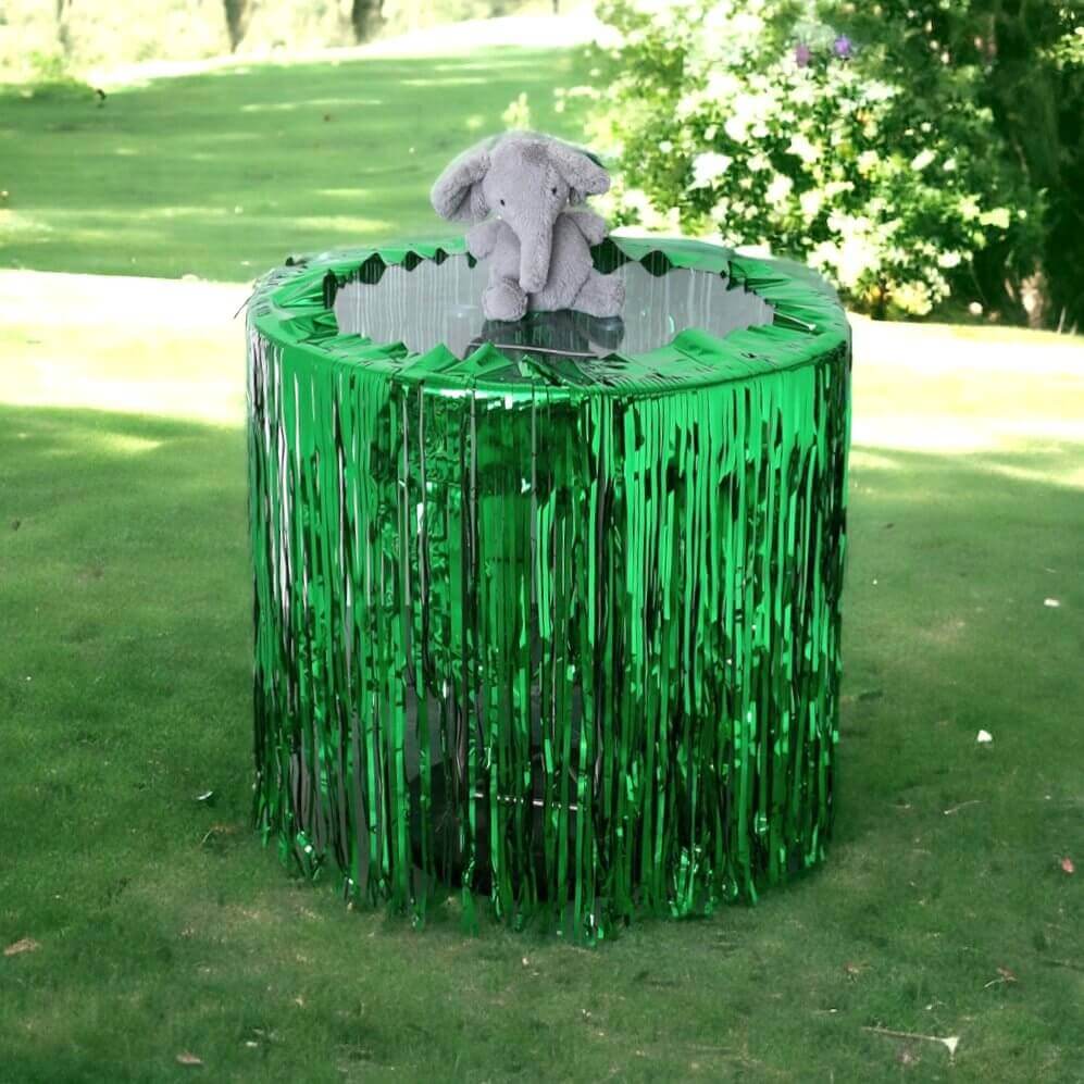 Metallic Green Foil Fringe Table Skirt