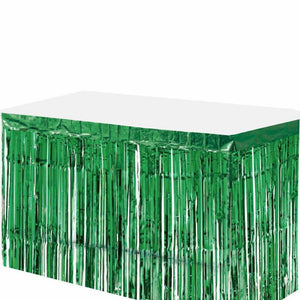 Metallic Green Foil Fringe Table Skirt