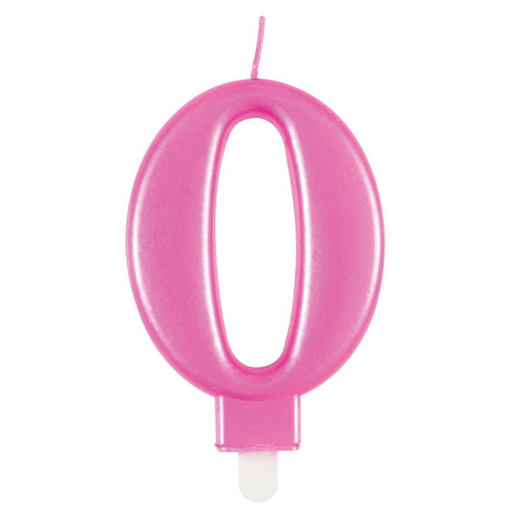 Metallic Hot Pink Number Age 0 to 9 Birthday Candle cake decorations