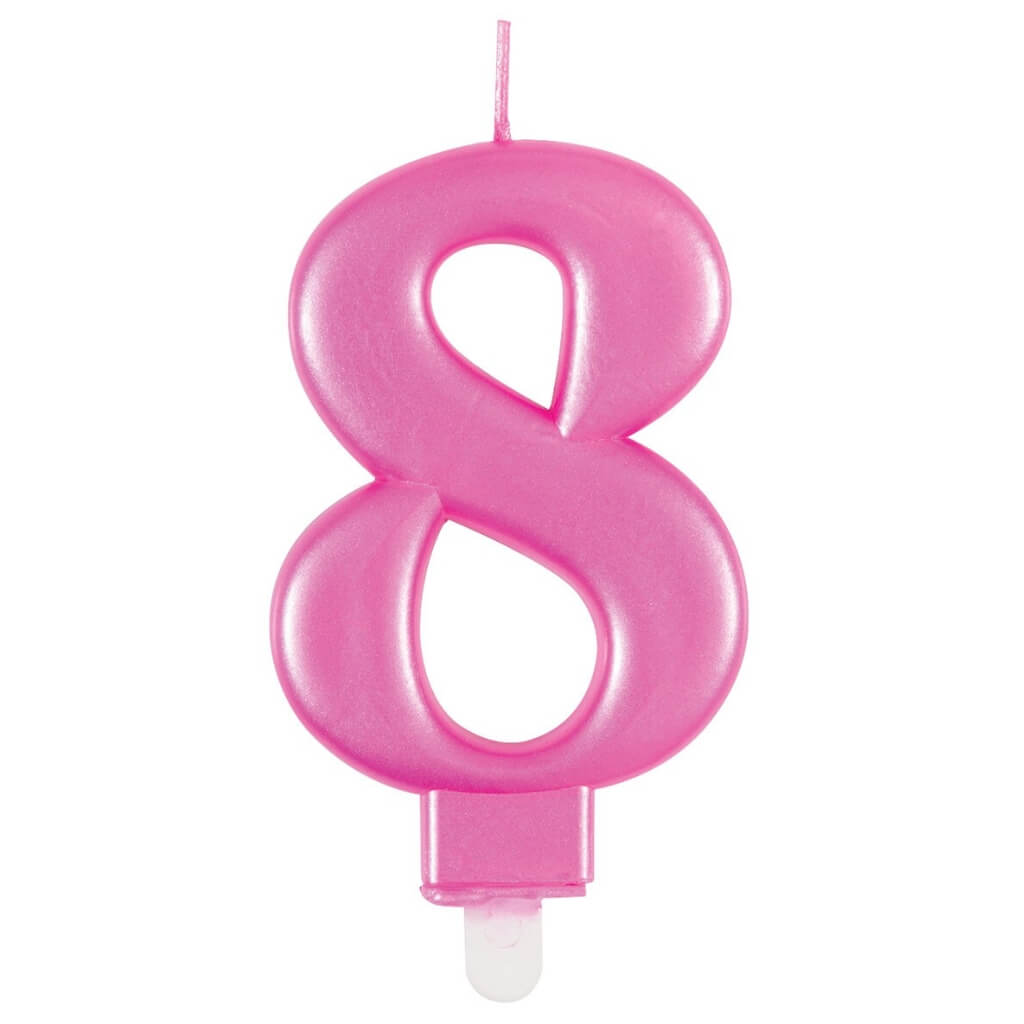 Metallic Hot Pink Number Age 8 Birthday Candle cake decorations