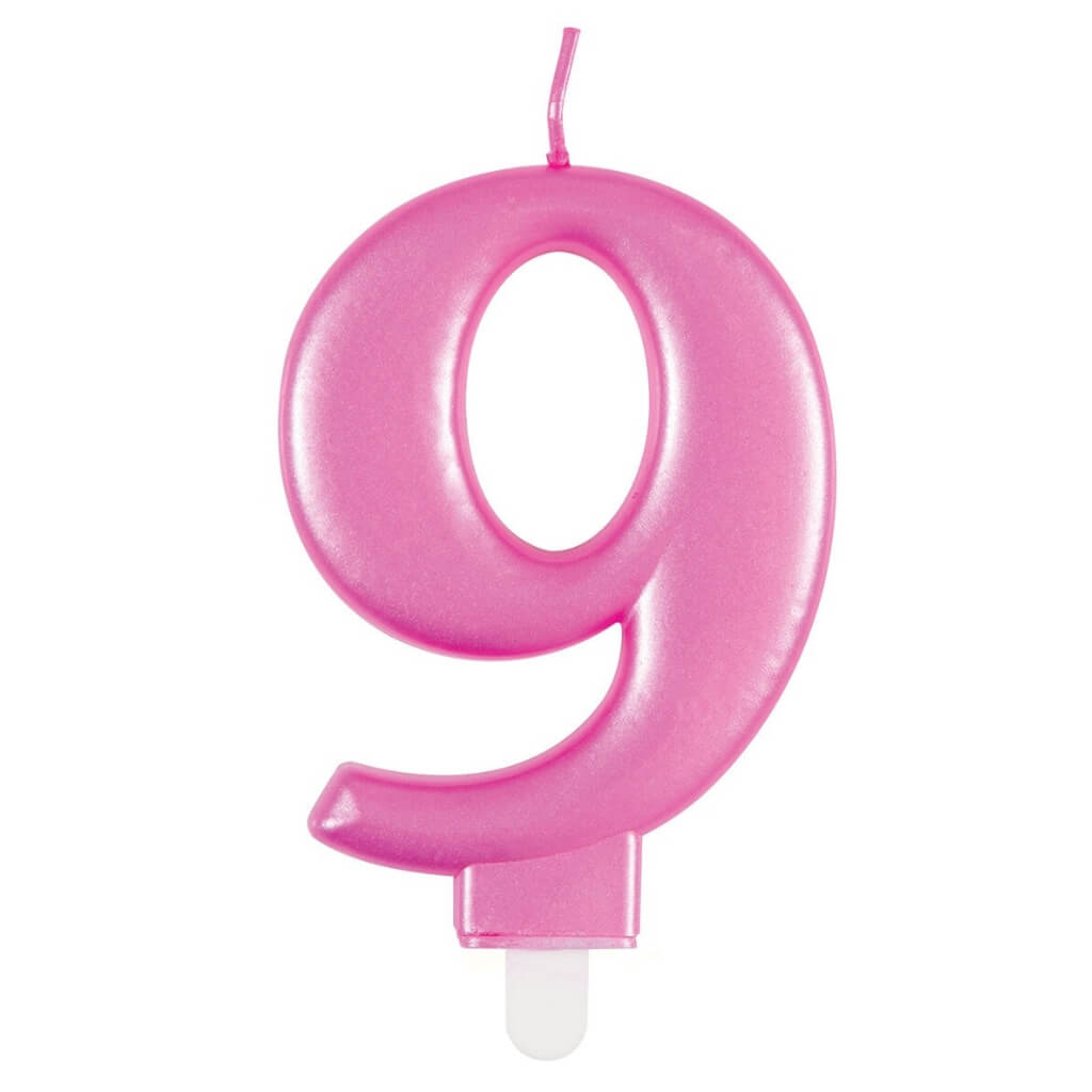 Metallic Hot Pink Number Age 9 Birthday Candle cake decorations