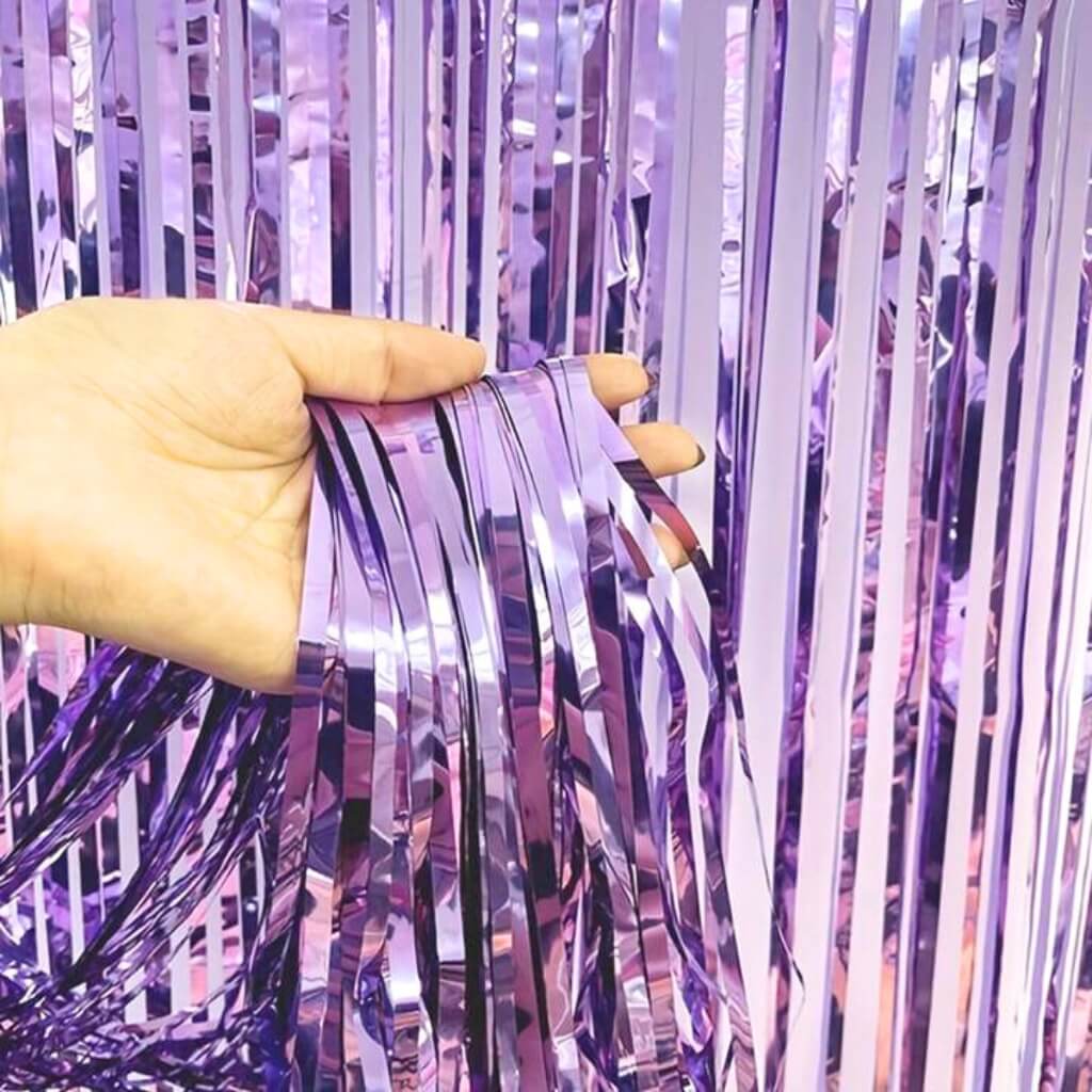 Metallic Light Purple Tinsel Foil Fringe Rain Curtain