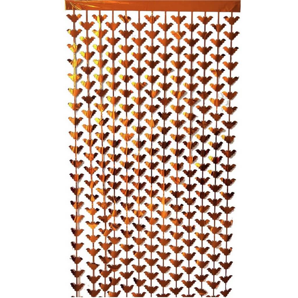 Orange Halloween Bat Foil Fringe Rain Curtain