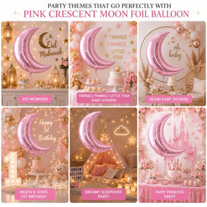 Pink Crescent Moon Shaped Foil Balloon party decoration ideas