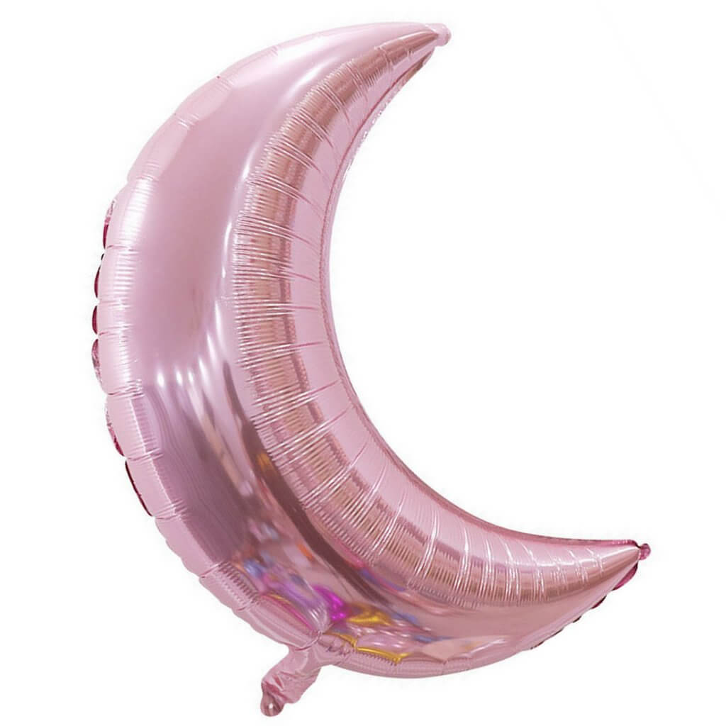 Pink Crescent Moon Shaped Foil Balloon - 2 Sizes