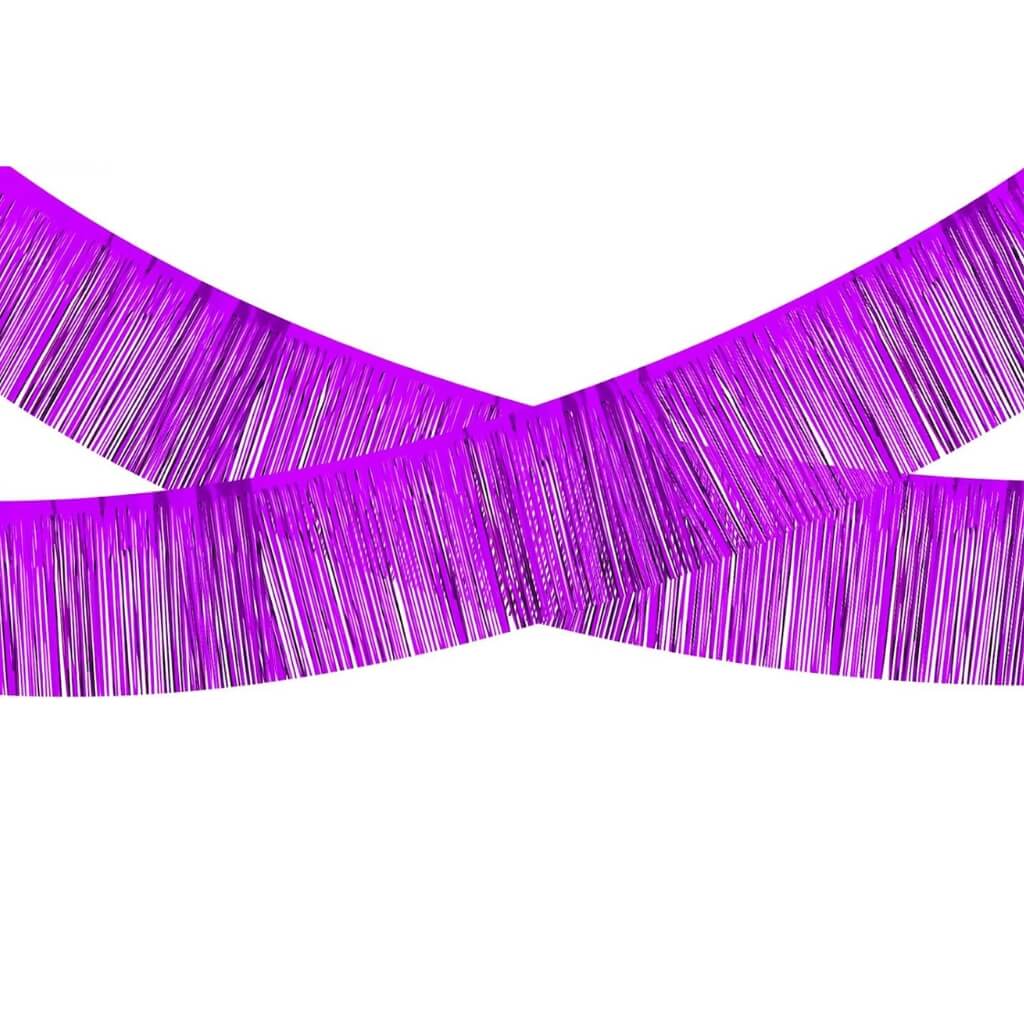 Metallic Purple Tinsel Fringe Foil Banner 3m