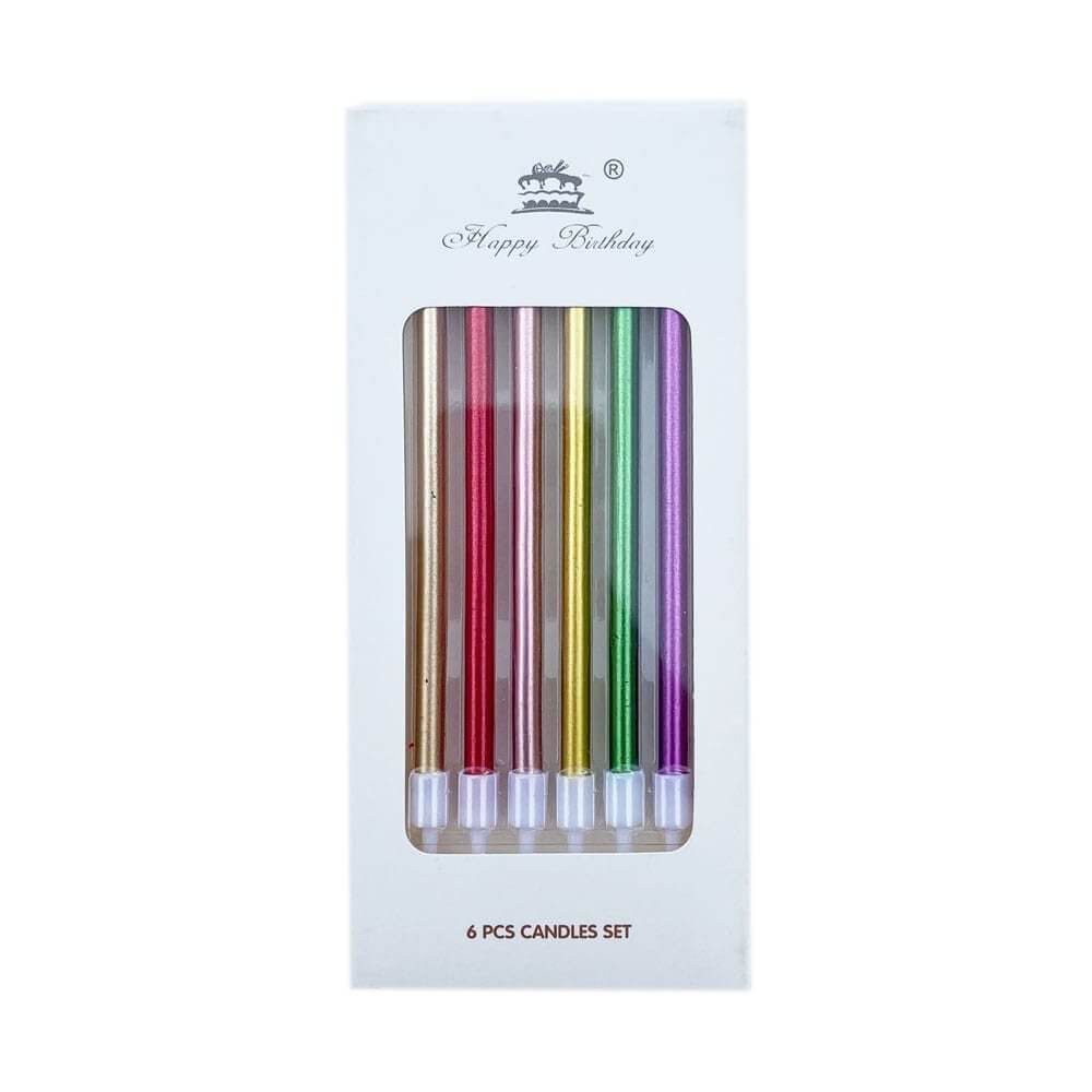 Metallic Rainbow Taper Candle 6 Pack
