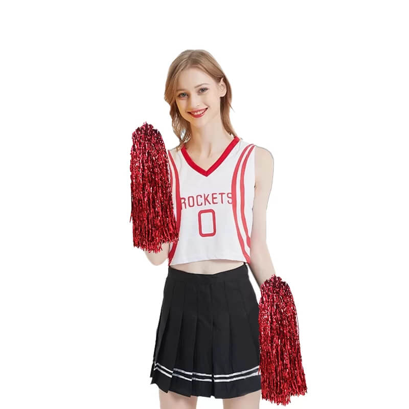 Metallic Red Cheerleader Pom Poms 2pk